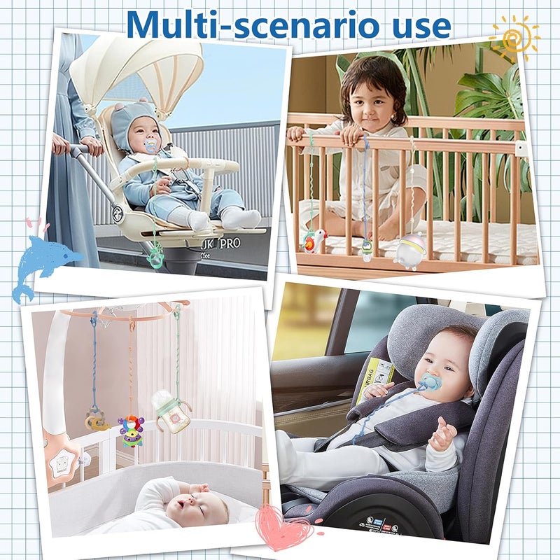 RTMOK Toy Straps for Baby, Silicone Setpacifier Clip,Applies to Car Seat Toy,Teether Toy,High Chair,Stroller Accessories,Baby Toy Clips,Cribs,Rocking Chair - Image 3